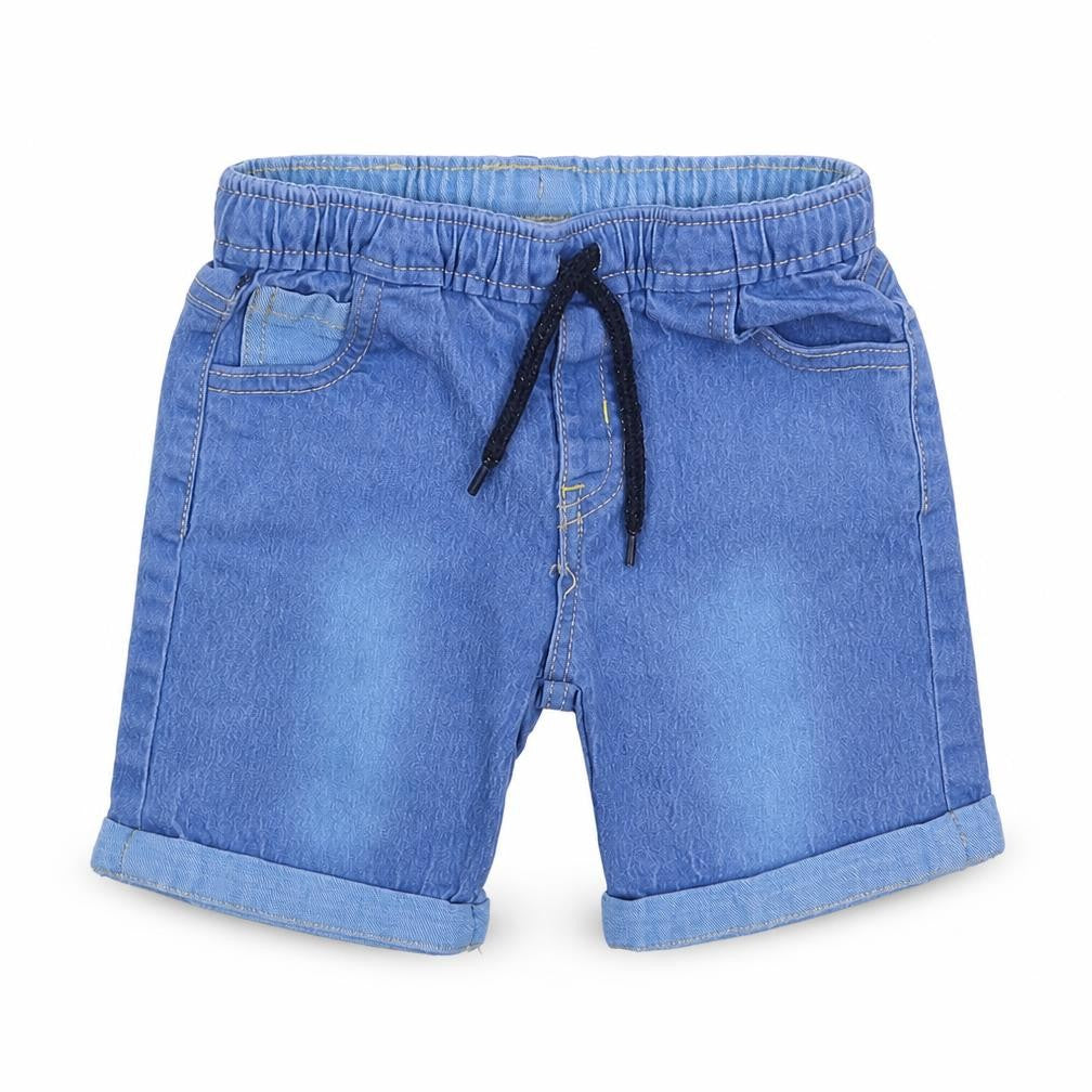 Front view of Babybol boys’ blue cotton chino shorts, size 2, years regular drawstring