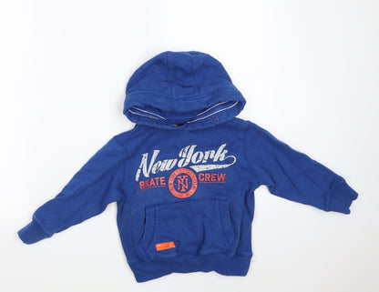 NEXT Boys Blue  Cotton Pullover Hoodie Size 4 Years   - New York -Skate Crew