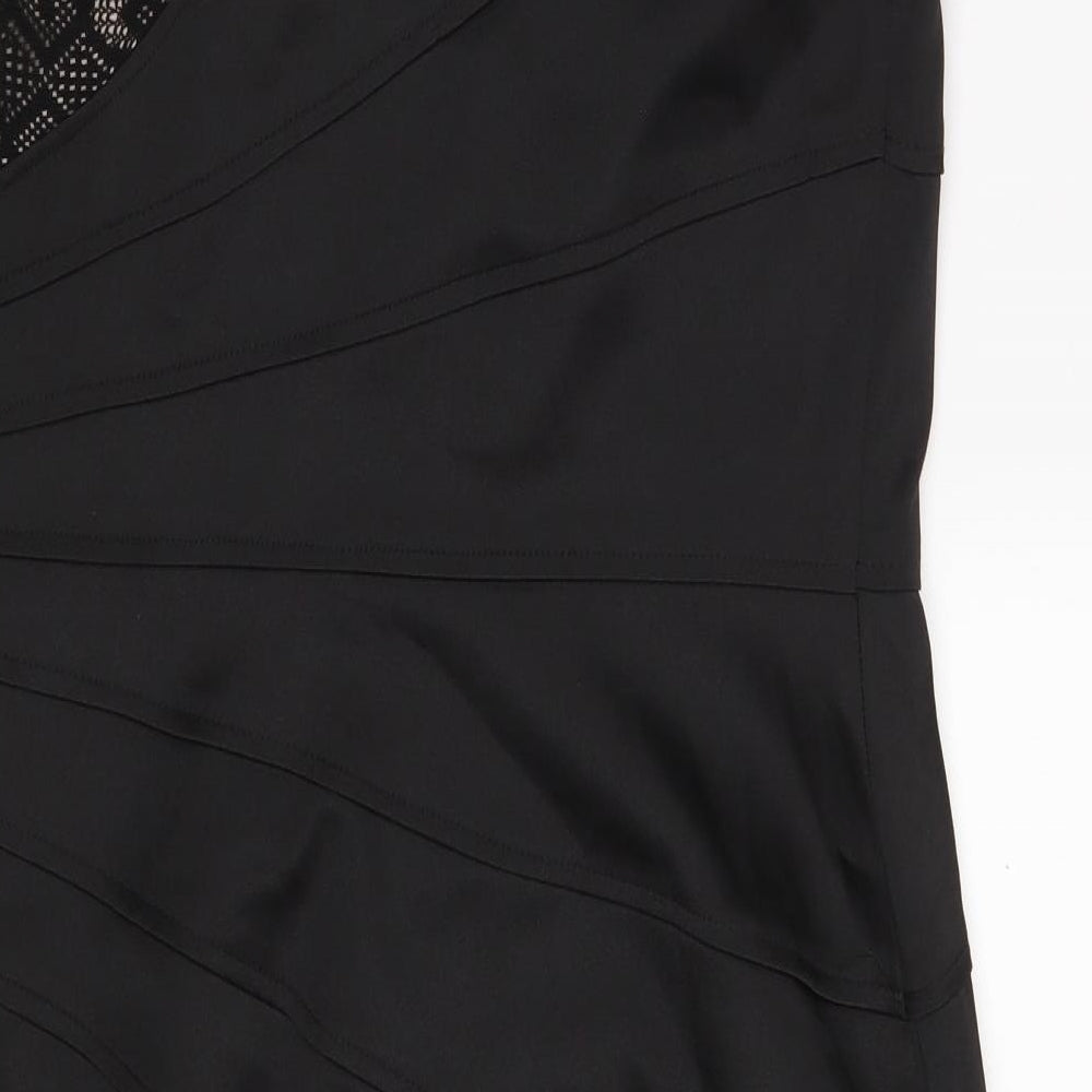 Maggy London Womens Black Argyle/Diamond Polyester A-Line  Size 12  V-Neck Zip