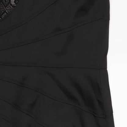 Maggy London Womens Black Argyle/Diamond Polyester A-Line  Size 12  V-Neck Zip