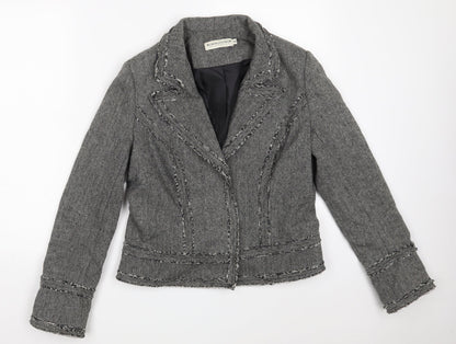 Simon Jeffrey Womens Grey Houndstooth  Jacket Blazer Size 14  Snap