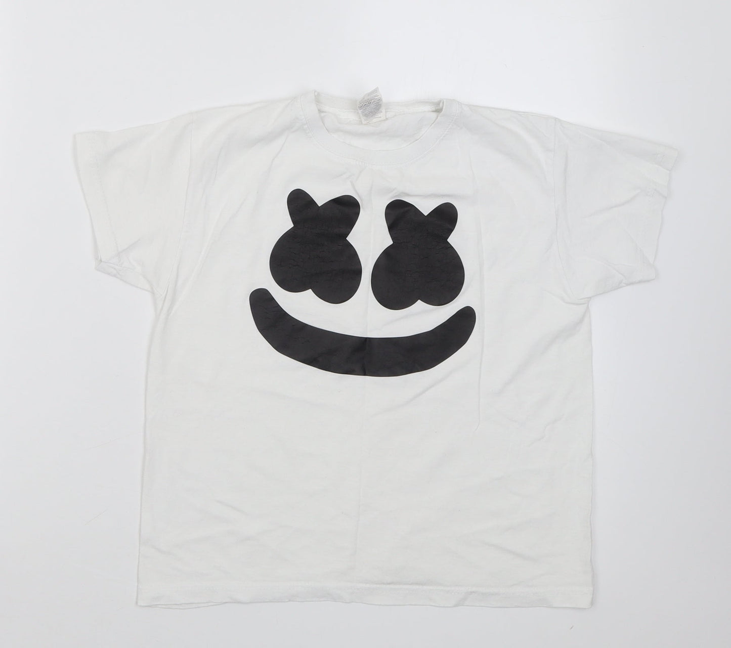 Fruit of the Loom Girls White  Cotton Basic T-Shirt Size 7-8 Years V-Neck Pullover