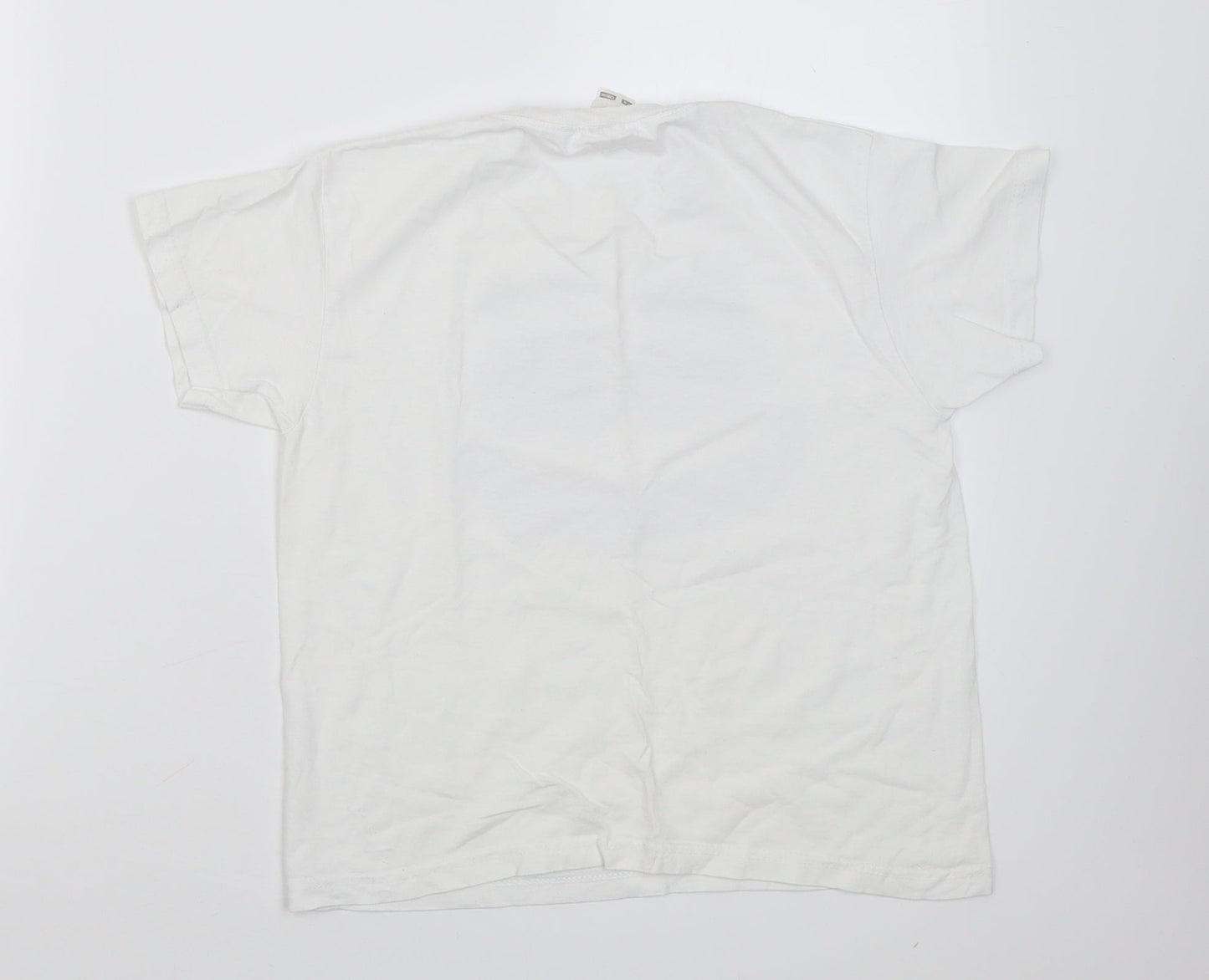 Fruit of the Loom Girls White  Cotton Basic T-Shirt Size 7-8 Years V-Neck Pullover