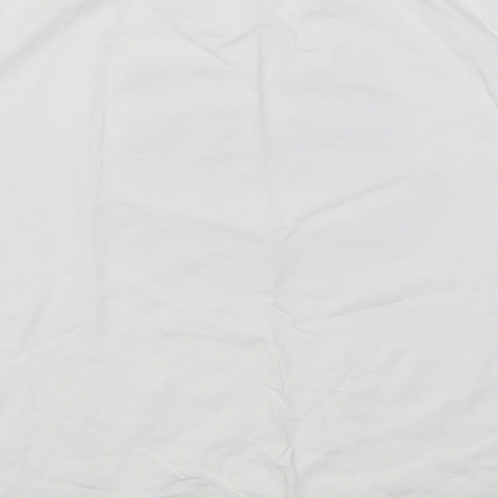 Fruit of the Loom Girls White  Cotton Basic T-Shirt Size 7-8 Years V-Neck Pullover
