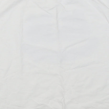 Fruit of the Loom Girls White  Cotton Basic T-Shirt Size 7-8 Years V-Neck Pullover