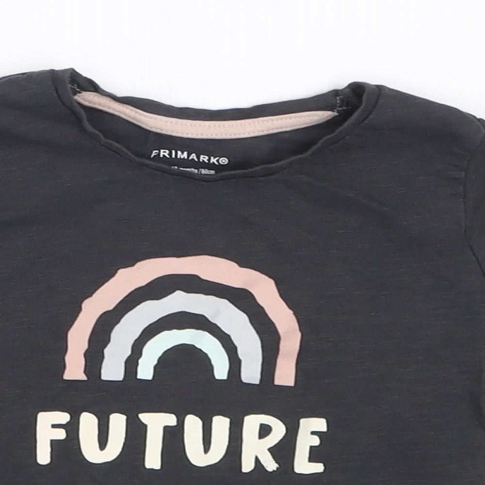 Primark Girls Grey  Cotton Basic T-Shirt Size 12-18 Months Crew Neck Pullover - future artist