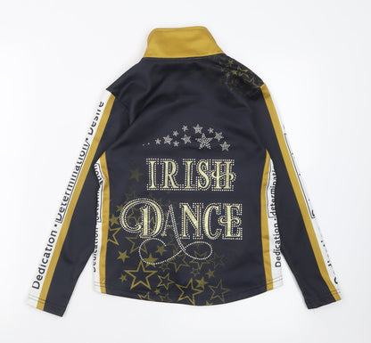 Dimensions Girls Black Geometric Polyester Full Zip Sweatshirt Size 8 Years  Zip - irish dance
