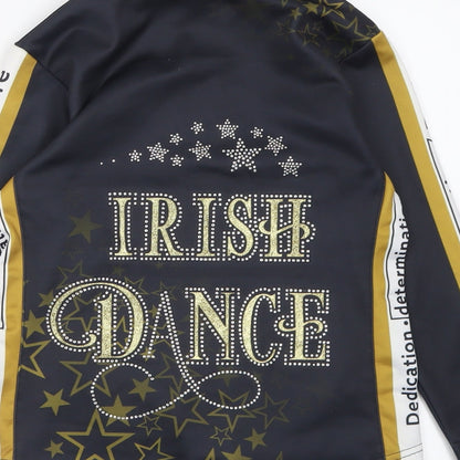 Dimensions Girls Black Geometric Polyester Full Zip Sweatshirt Size 8 Years  Zip - irish dance
