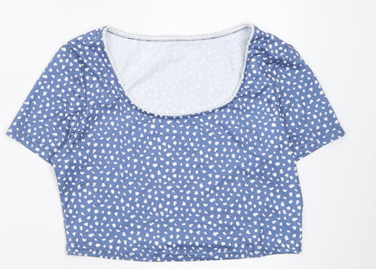 Womens UK Size M ROMWE Blue Cropped T-Shirt