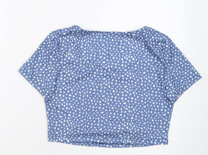 Womens UK Size M ROMWE Blue Cropped T-Shirt