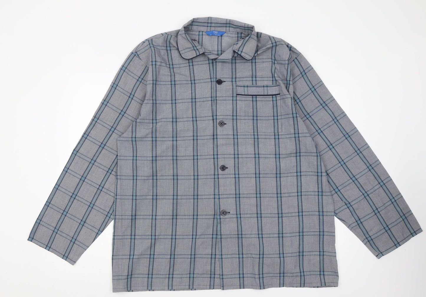 Mens UK Size XL Marks and Spencer Grey  Button-Up Long Sleeve Casual Shirt
