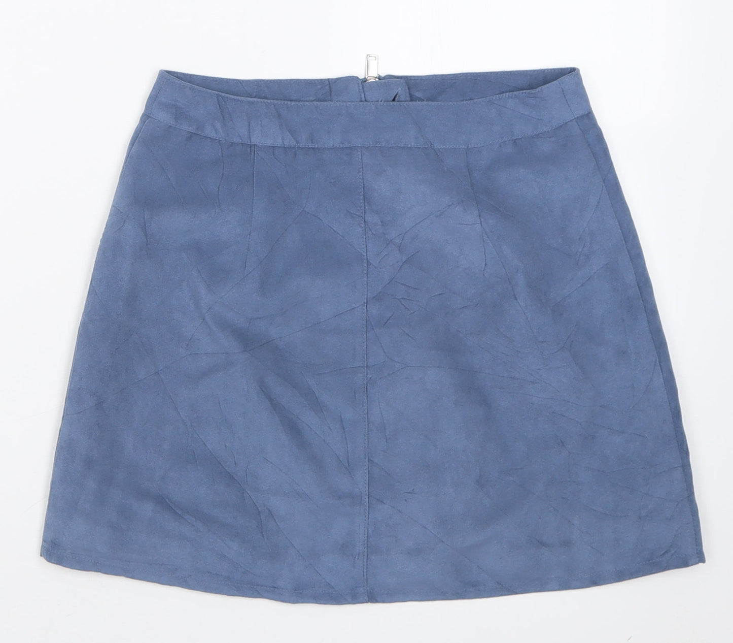 H&M Womens Blue  Polyester A-Line Skirt Size 8   Zip