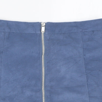 H&M Womens Blue  Polyester A-Line Skirt Size 8   Zip