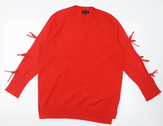 F&F Womens Red Crew Neck  Viscose Pullover Jumper Size 12