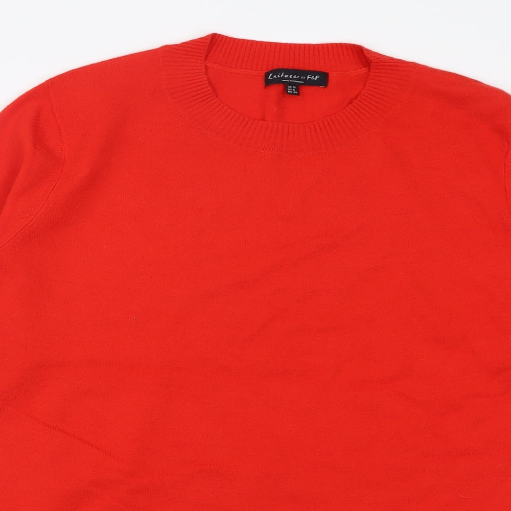 F&F Womens Red Crew Neck  Viscose Pullover Jumper Size 12