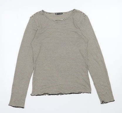 Womens UK Size L Zara Beige Basic Blouse