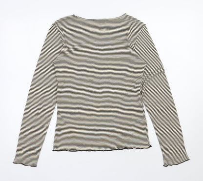 Womens UK Size L Zara Beige Basic Blouse