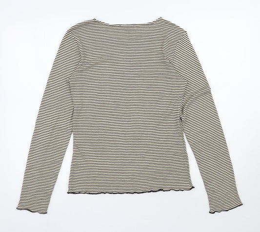 Womens UK Size L Zara Beige Basic Blouse