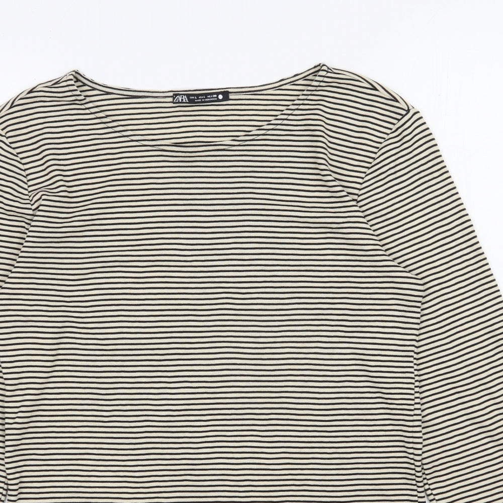 Womens UK Size L Zara Beige Basic Blouse