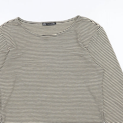 Womens UK Size L Zara Beige Basic Blouse