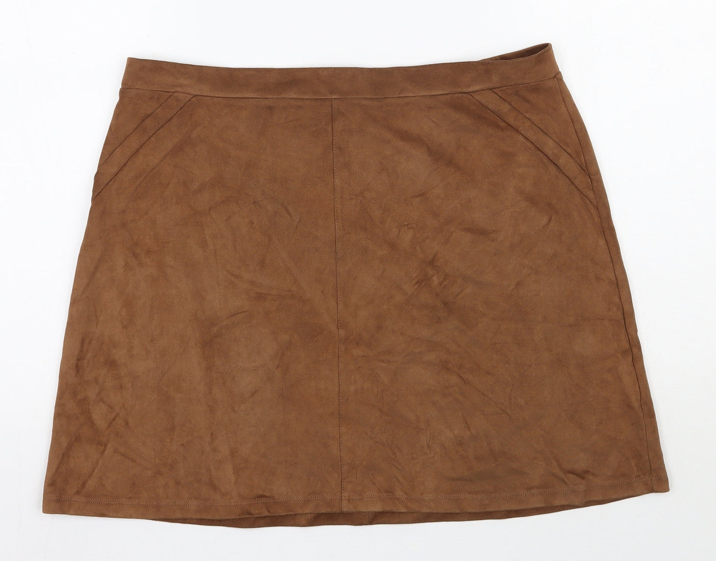 Yns Tekstil Womens Brown  Polyester A-Line Skirt Size 32 in   Zip