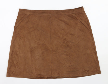Yns Tekstil Womens Brown  Polyester A-Line Skirt Size 32 in   Zip