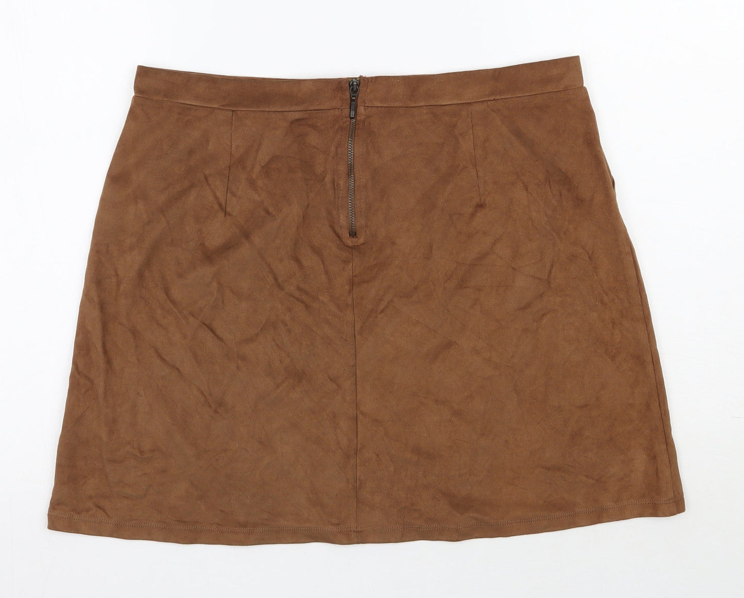 Yns Tekstil Womens Brown  Polyester A-Line Skirt Size 32 in   Zip