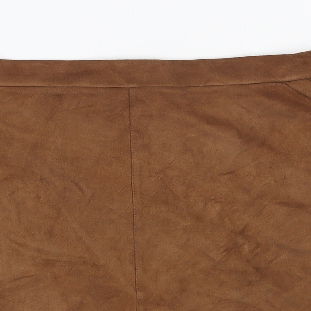 Yns Tekstil Womens Brown  Polyester A-Line Skirt Size 32 in   Zip