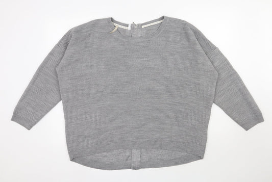 Anthology Womens Grey Scoop Neck  Acrylic Pullover Jumper Size 20
