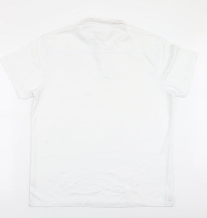 Carabou Mens White  Polyester  Polo Size XL Collared Button