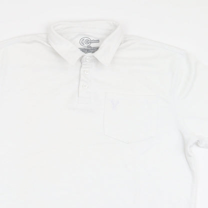 Carabou Mens White  Polyester  Polo Size XL Collared Button