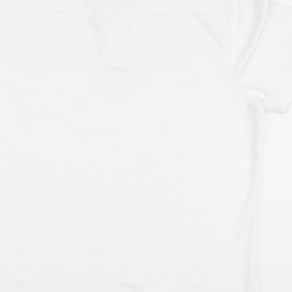 Carabou Mens White  Polyester  Polo Size XL Collared Button