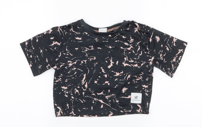 Holyfield Girls Black  Polyester Cropped T-Shirt Size XS Round Neck Pullover - Activewear top