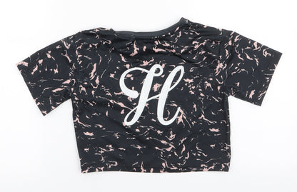 Holyfield Girls Black  Polyester Cropped T-Shirt Size XS Round Neck Pullover - Activewear top