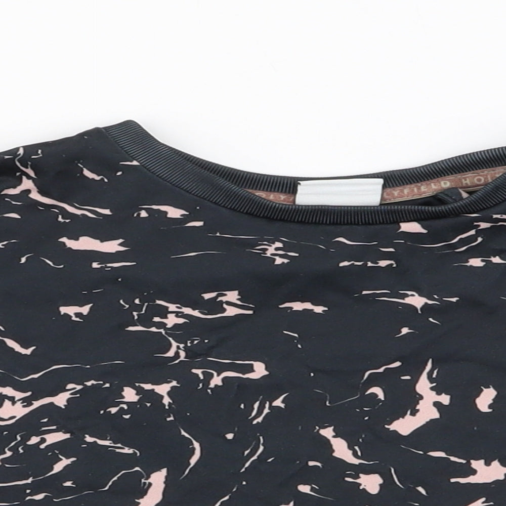 Holyfield Girls Black  Polyester Cropped T-Shirt Size XS Round Neck Pullover - Activewear top