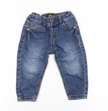 Denim Co Boys Blue  Cotton Cargo Jeans Size 6-9 Months  Button