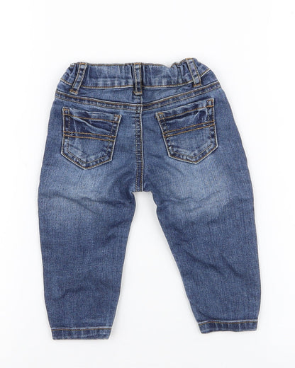 Denim Co Boys Blue  Cotton Cargo Jeans Size 6-9 Months  Button