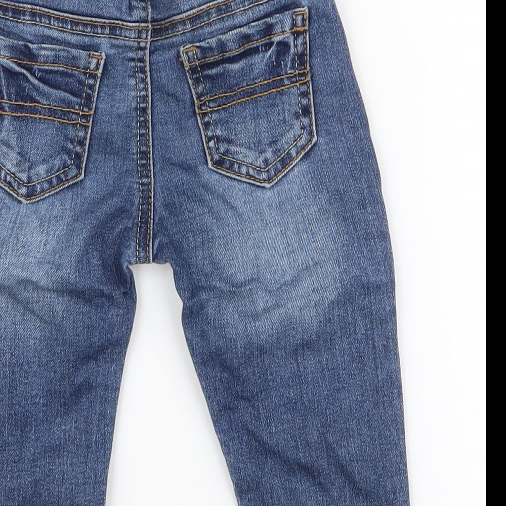 Denim Co Boys Blue  Cotton Cargo Jeans Size 6-9 Months  Button