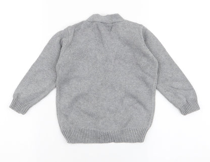Pointer Boys Grey V-Neck  Polyester Cardigan Jumper Size 2 Years  Button