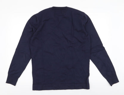 Paul Galvin Mens Blue Round Neck  Acrylic Pullover Jumper Size M