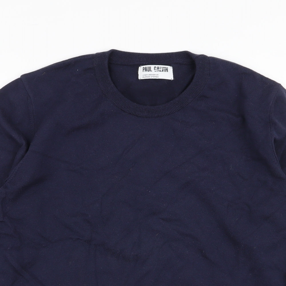 Paul Galvin Mens Blue Round Neck  Acrylic Pullover Jumper Size M