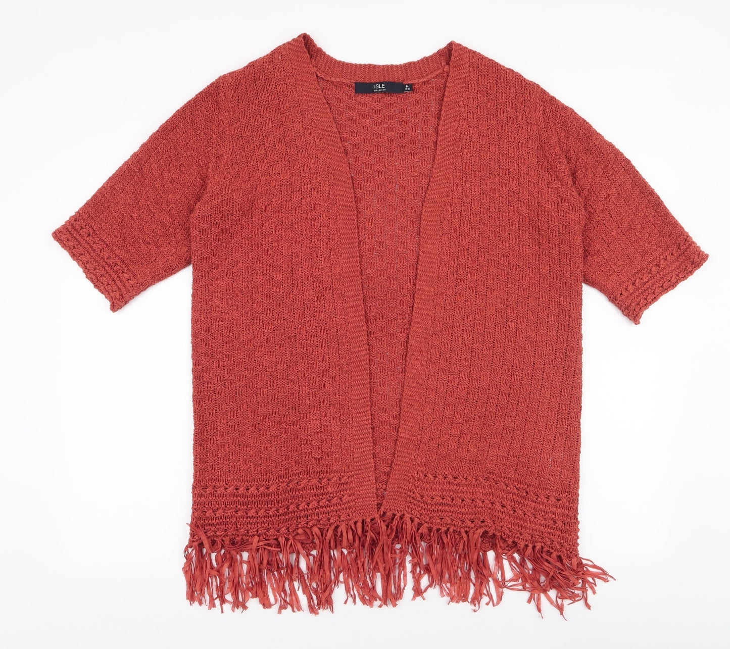 Isle Collection Womens Orange V-Neck  Acrylic Cardigan Jumper Size M