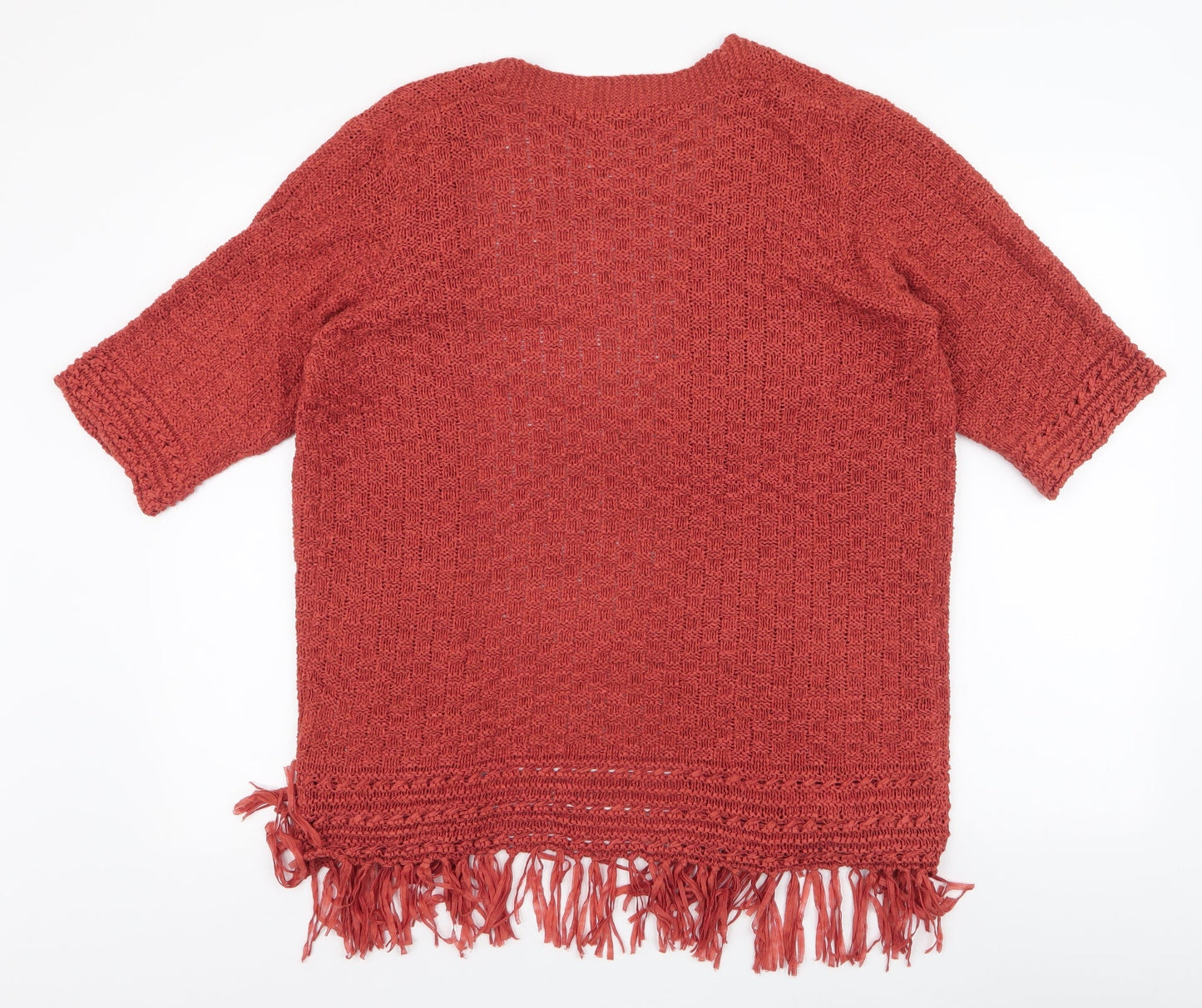 Isle Collection Womens Orange V-Neck  Acrylic Cardigan Jumper Size M