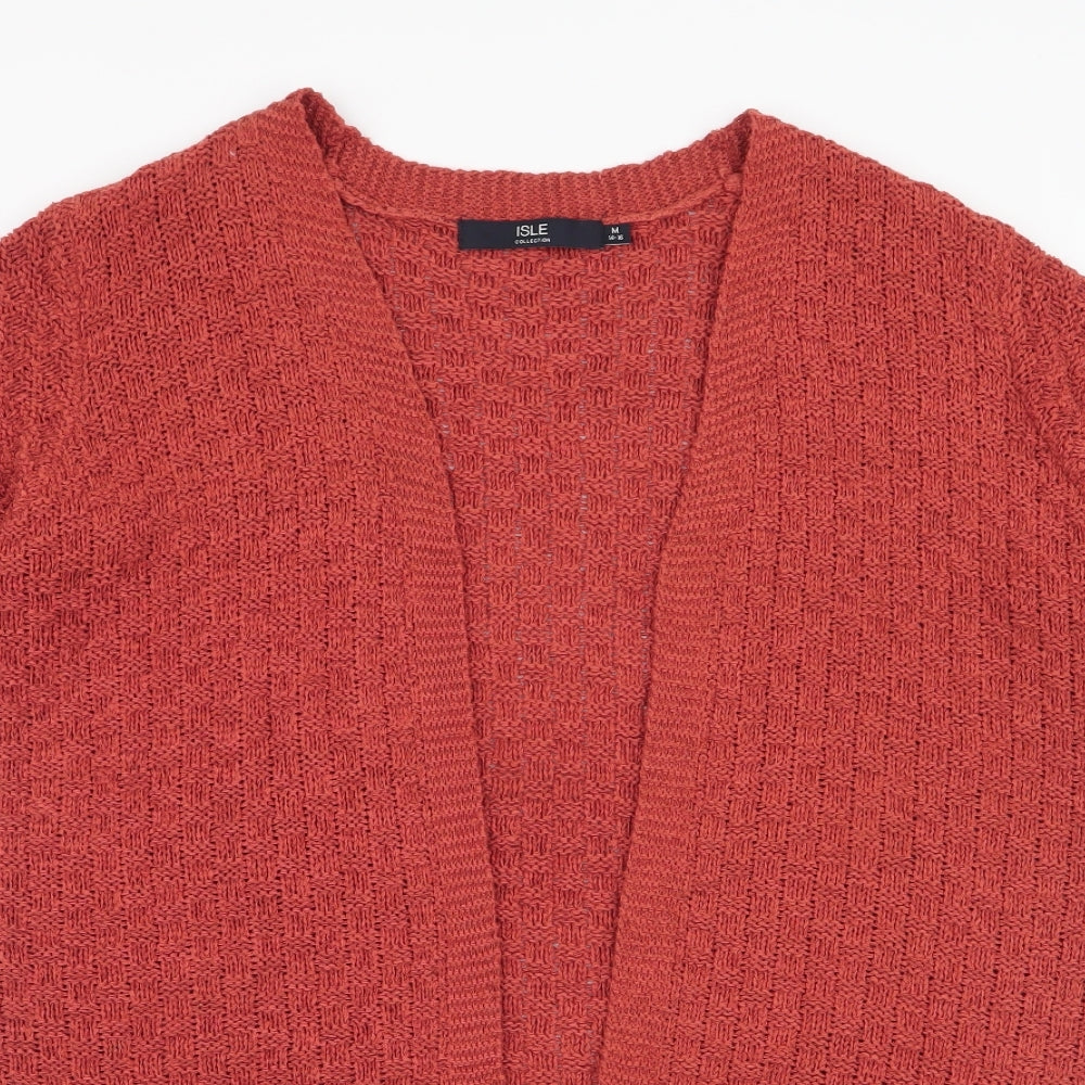 Isle Collection Womens Orange V-Neck  Acrylic Cardigan Jumper Size M