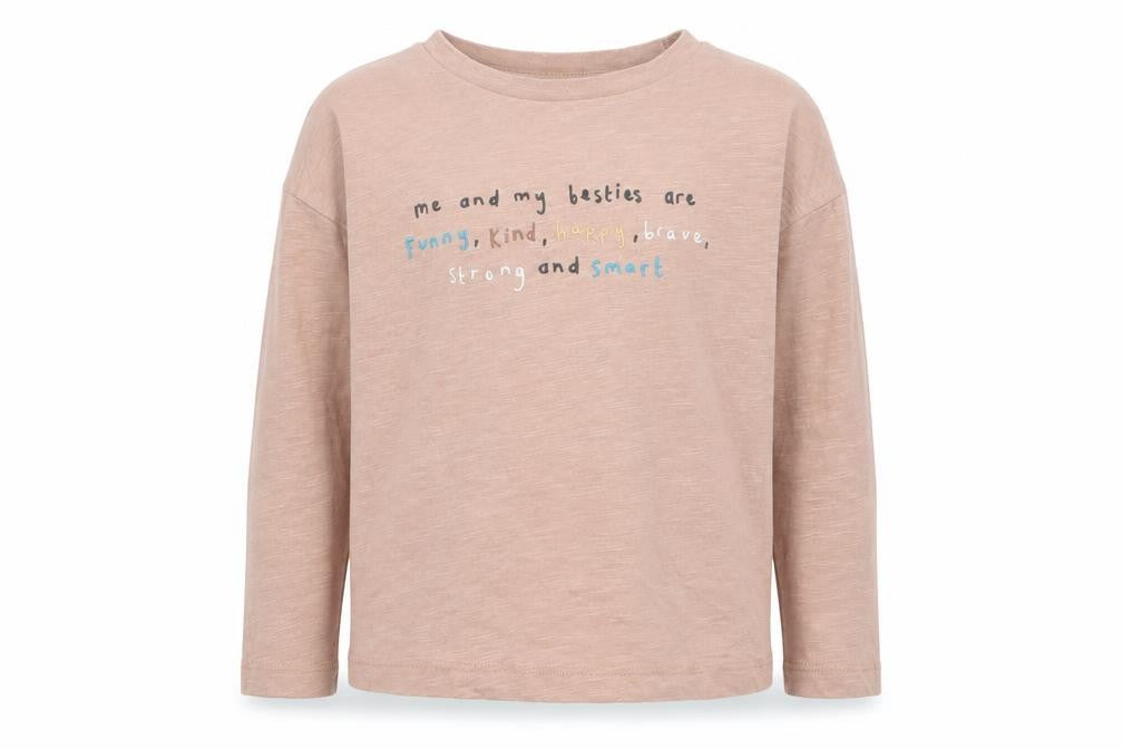 Front view of George boys’ beige polyester jersey t-shirt, size 2-3, years round neck pullover - friends