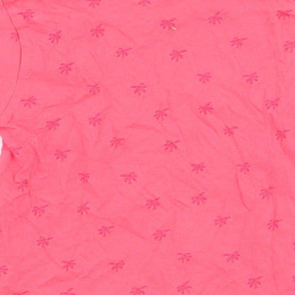Primark Boys Pink  Polyester Jersey T-Shirt Size 2-3 Years Round Neck Pullover - Palm Trees