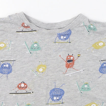 Primark Boys Grey  Cotton Basic T-Shirt Size 4-5 Years Round Neck Pullover
