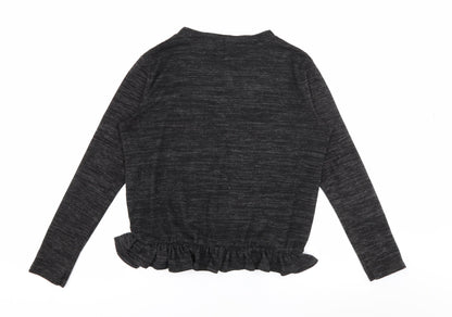 Boohoo Womens Grey V-Neck  Polyester Pullover Jumper Size L