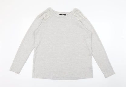 Geaorge Womens Grey Crew Neck  Viscose Pullover Jumper Size M