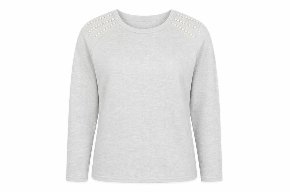 Front view of Geaorge women’s grey crew neck viscose jumper, size M